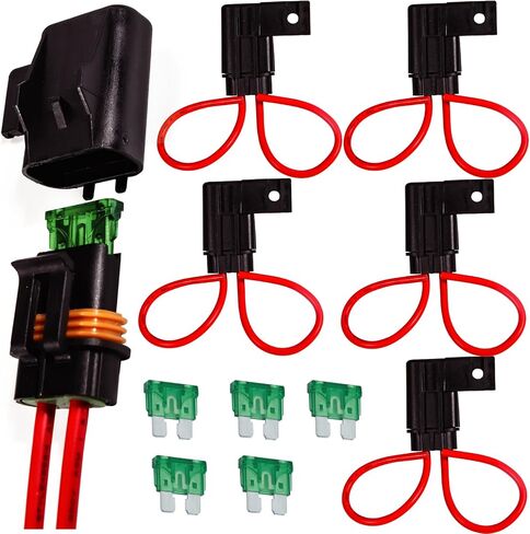 Waterproof ATO/ATC Inline Blade Fuse Holder Kit -12AWG Heavy Duty Holder with 6pcs 30A Fuse for Automotive Marine Car Truck RV Circuit Protection Fuse (3pcs) in Saudi Arabia
