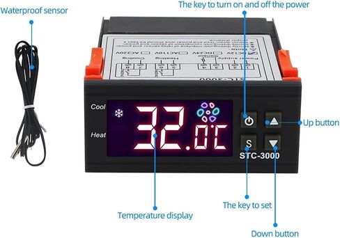 وحدة تحكم درجة الحرارة الرقمية STC-1000 220V 12V تحكم ترموستات ترحيل لبرودة حاضنة التدفئة الحرارية (STC-3000 110-220 VAC) in Saudi Arabia