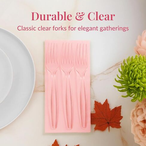 Prestee 300 Count Disposable Plastic Forks - Plastic Silverware Bulk Set - Heavy Duty Plasticware Forks - Clear Utensils for Catering Weddings Parties BBQ - Elegant and Sturdy Tableware in Saudi Arabia