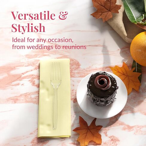 Prestee 300 Count Disposable Plastic Forks - Plastic Silverware Bulk Set - Heavy Duty Plasticware Forks - Clear Utensils for Catering Weddings Parties BBQ - Elegant and Sturdy Tableware in Saudi Arabia