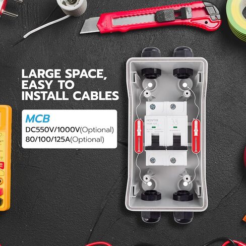 60 AMP Solar Panel Disconnect Switch مع IP66 Breaker Box ، 550VDC Solar Shot Off Switch for RV PV Home in Kuwait