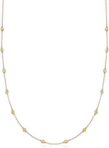 Ross-Simons 14kt Gold Bezel-Set Diamond Station Necklace in Saudi Arabia