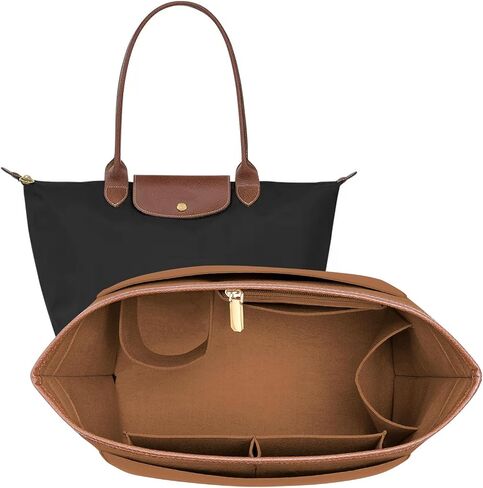 منظم محفظة محفوظات إدراج لحقيبة Longchamp le Pliage L ، حافة اليدين ، منظم Longchamp منظم مع حمل حامل الكأس (أسود ، كبير) in Kuwait