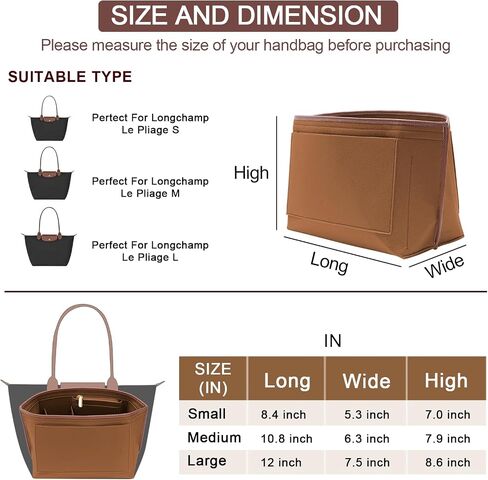 منظم محفظة محفوظات إدراج لحقيبة Longchamp le Pliage L ، حافة اليدين ، منظم Longchamp منظم مع حمل حامل الكأس (أسود ، كبير) in Kuwait