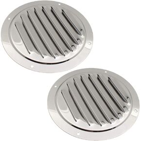 Amadget 5" Round Louvered Air Vent, 316 Stainless Steel Marine Boat Vent Cover, 2 Pcs