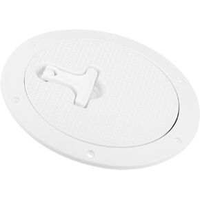 uxcell 6" Boat Hatch Round Inspection Deck Plate Marine Access Hatch with Detachable Cover Non-Slip White Nylon with T-Handle Pre-drilled Holes for Boat Yacht RV