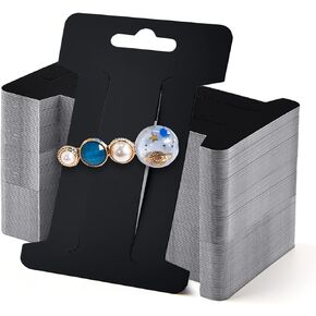 200 PCS Hair Clip Bow Display Cards Hair Barrettes Jewelry Display Holder Rectangle Paper Cardboard for Hair Accessories Display and Organizing, 4 x 2-1/2 Inches (Black)