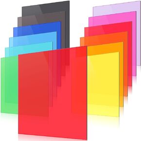Macarrie 12 Pack Colored Translucent Acrylic Sheet 0.12 Inch Thick Acrylic Sheets for Laser Cutting Colorful Acrylic Panel Colored Acrylic Sheets Plastic Sheets for Glass, DIY, Painting (8 x 8 Inch)