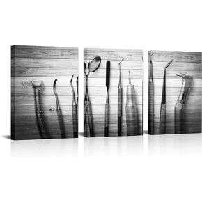 RnnJoile Dental Art Dental Equipment Tools Canvas Picture Prints for Wall Medical Office Dentistry Wall Decor Ready To Hang Dentist Gift 12"x16"x3pcs (Small)