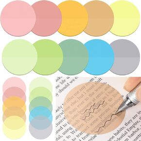 Sabary 500 Sheets Transparent Sticky Notes Round Translucent Sticky Notes Tabs Colorful Page Flags Stickers Clear Book Markers Bible Journaling Office Back to School Supplies(1.75 Inch,Stylish)