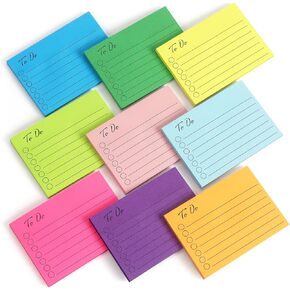 9 Pads to Do Lined Sticky Notes Self-Stick Note Pads with Line 3x4 Inch Adhesive Memo Sticky Notes Notepad
