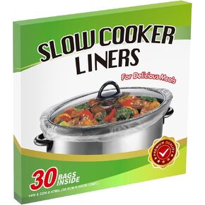30×Slow Cooker Liners and Cooking Bags, Extra Large Cooking Liner Disposable Pot Bags, Fit 6QT to 10QT for Slow Cooker, Oval & Round Pot 14"x 22" /Bag