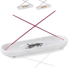 Incense Holder, Natural Marble Incense Burner, Incense Stick Holder for Meditation, insence-Sticks Holder, 10.6inch Ash Catcher (Black)