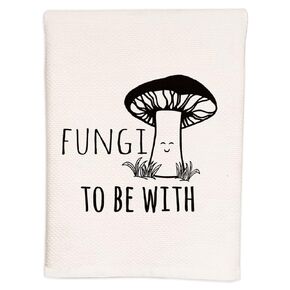 Moonlight Makers Waffle Hand Towel, Classic Weave Design, Ultra Absorbent Dish Cloth, Bathroom/Kitchen Hand Towel, Soft Cotton, Home Decor (Fungi To Be With)