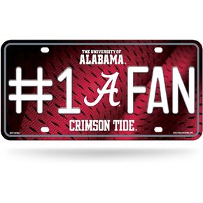 Rico Industries NCAA Alabama Crimson Tide #1 Fan Metal License Plate Tag , 6 x 11.5"