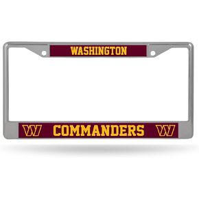 Rico Industries NFL Football Washington Commanders 12" x 6" Chrome Frame - Car/Truck/SUV Automobile Accessory