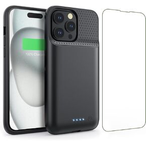 Battery Case for iPhone 15Pro (6.1Inch), Real 7500mAh Ultra Slim Portable & 15W Fast Charging, Rechargeable Protective Extended Charger Case Cover Only for iPhone 15Pro Charging Case-Black
