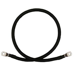 4 AWG 4 Gauge Single Black 1 foot w/3/8 Lugs Pure Copper PowerFlex Battery Inverter Cables for Solar, RV, Auto, Marine Car, Boat