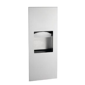 BOBRICK 36903 TrimLineSeries Stainless Steel Recessed Paper Towel Dispenser with 1.6-Gallon Waste Receptacle