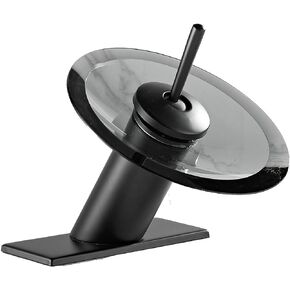 Bathroom Faucet Black Glass Spout Waterfall Single Handle One Hole Bath Sink Faucet Vanity Lavatory Basin Mixer Tap with Cover Plate Deck Mount Commercial