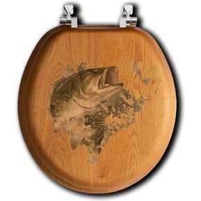 House & Homebody Co. Round Toilet Seat, Oak Veneer, Outdoor Image (Anglers Inn)