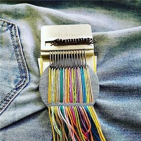 Small Loom Fast Speed Weve Type Weave Tool, Mini Rainbow Weaving Loom Wooden Multi-Craft Creative DIY Weaving Arts, Most Convenient Darning Machine to Repair of Small Holes in Clothes (14 Hooks)