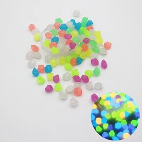 200pc Diamond Shaped Luminous Stone Glow Rocks Glow in The Dark Rocks Outdoor Decorations Stones Small Luminous Pebbles for Fish Tank Aquarium Bonsai Yard Decor(Color)