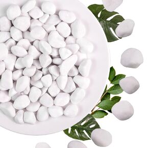10lb White River Rock- Decorative Pebbles for Plants - River Rocks for Outdoor Landscaping- 0.3"-0.8" inch Polished Stones for Aquarium, Terrarium,Vases, Home Decor