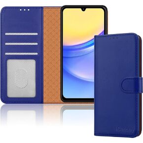 iCatchy for Samsung Galaxy A15 Case Leather Wallet Book Flip Folio Stand View Magnetic Protect RFID Blocking Cover Compatible with Samsung A15 5G / A15 4G Phone Cover (Lilac)