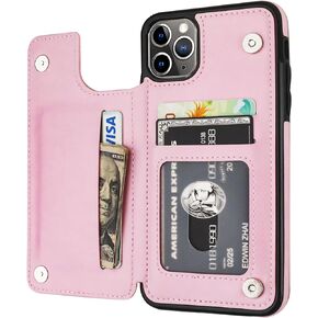 iPhone 11 Pro Max Wallet Case with Card Holder,OT ONETOP PU Leather Kickstand Card Slots Case,Double Magnetic Clasp and Durable Shockproof Cover for iPhone 11 Pro Max 6.5 Inch(Black)