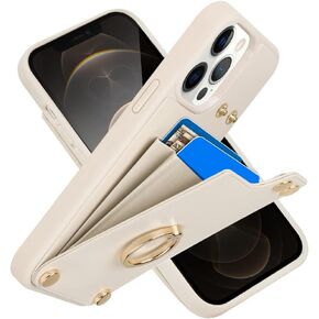 LAMEEKU for iPhone 12 Pro/iPhone 12 Wallet Case, Case with Card Holder Leather Cover 360°Rotation Ring Kickstand Protective Bumper Designed for Women for Apple iPhone 12/ iPhone 12 Pro 6.1'' Rose Gold