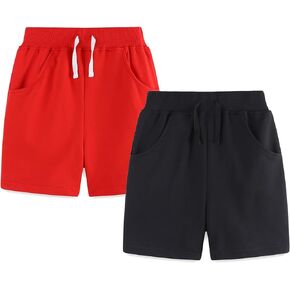 AOSTA BETTY Toddler Boys Cotton Shorts Casual Summer Clothes with Pockets 2 Pack Size 2-7T