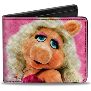 Buckle-Down Disney Wallet, Bifold, The Muppets Miss Piggy Portrait and Autograph Pink, Vegan Leather