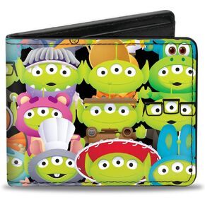 Buckle-Down Men's Disney Wallet, Bifold, Toy Story Aliens Character Cosplay Mashup, Vegan Leather, Pixar Studios Collection, 4.0" x 3.5"