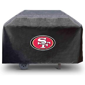 FANMATS 41137 NFL - San Francisco 49ers Rectangular Black Grill Cover - Fits 3 and 4 Burner Grills - 68in x 21in x 35in
