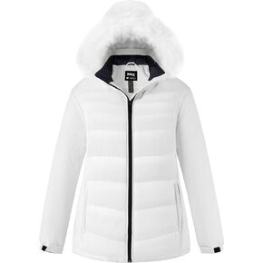Skieer Women's Plus Size Ski Jacket Waterproof Warm Snow Winter Coat with Removable Faux Fur Hood
