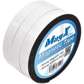 MagX Magnetic Tape with Adhesive Backing, 0.5 Inch x 10 Feet, 3 Rolls, Ultra Thick 60 mil, Heavy Duty, Magnetic Strips with Adhesive Backing, Peel and Stick, Anisotropic Strong Magnets (MVAT-0510)