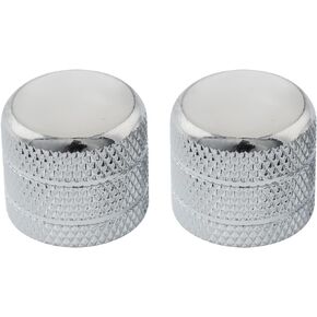 Musiclily Pro Inch Fine 24 Splines Steel Guitar Bass Dome Knobs Mother-of-Pearl Top Voume Tone Control Knob for USA Fender Strat Tele Electric Guitar or Precision Bass, Chrome (Set of 2)