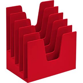 Acrimet 5 Section Incline File Sorter Organizer, Mail, Folder, Letter Desk Organizer, Rack for Office Organization Desktop (Plastic) (Solid Red Color)