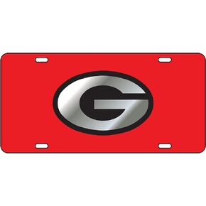 University of Georgia License Plates (04001) (04005) (04007) (04009) (04013) (04049) (04051) (04053) (Red Acrylic with Mirror/Black Acrylic Logo (04165))