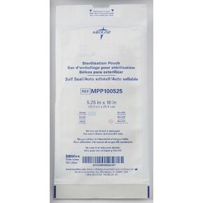 Medline MPP100525GSZ Self Seal Surgical Instrument Sterilization Pouch, 5.25" x 10" Size, Pack of 200
