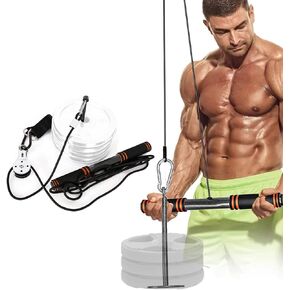 Tricep and LAT Pulley System | Foream Strength Exerciser Wrist Roller Forearm Weights Grip Workout with Pulley