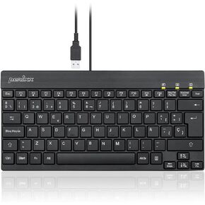 Perixx PERIBOARD-426ES Mini Teclado con Cable USB - Negro - QWERTY Español,Black