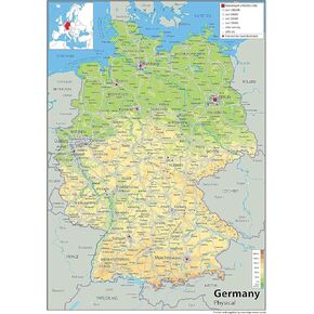 Germany Physical Poster Map - 16.5 x 23.3 inches - Paper Laminated