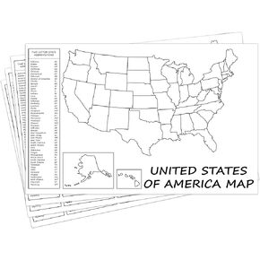 United States Map - USA Poster, US Educational Map - with 2 Letter State Abbreviation - for Ages Kids to Adults - Home School Office | Printed on 110Lb Card Stock - 8.5 x 11" Inches - Bulk Pack of 10