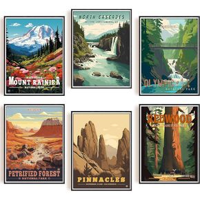 SHOXREM Abstract National Park Wall Art: Travel Posters Collection - Showcasing America's Wilderness, 8" W x 10" H (Style F)