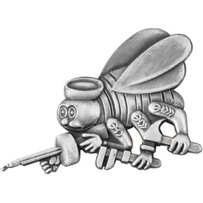 Seabee Cutout Lapel Pin, Platinum, 1 3/8 inch