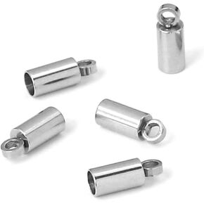 100pcs Adabele 304 Grade Stainless Steel Hypoallergenic Cord End Caps Barrel Jewelry Findings for 1.5mm Cord Beading Wire Thread Jewelry Making SJF216-1