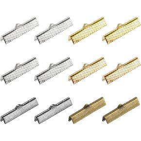 uxcell 60Pcs Ribbon Crimp Clamp Ends, 30mm Bookmark Pinch Cord End Clasps for DIY Craft Making, 6 Assorted Colors