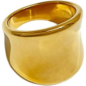 CJIAYUJEW Wide Band Rings for Women Men Chunky Gold Large Thumb Rings Exaggerated Vintage Statement Gold Band Rings Size 6-10（Gold and Silver）